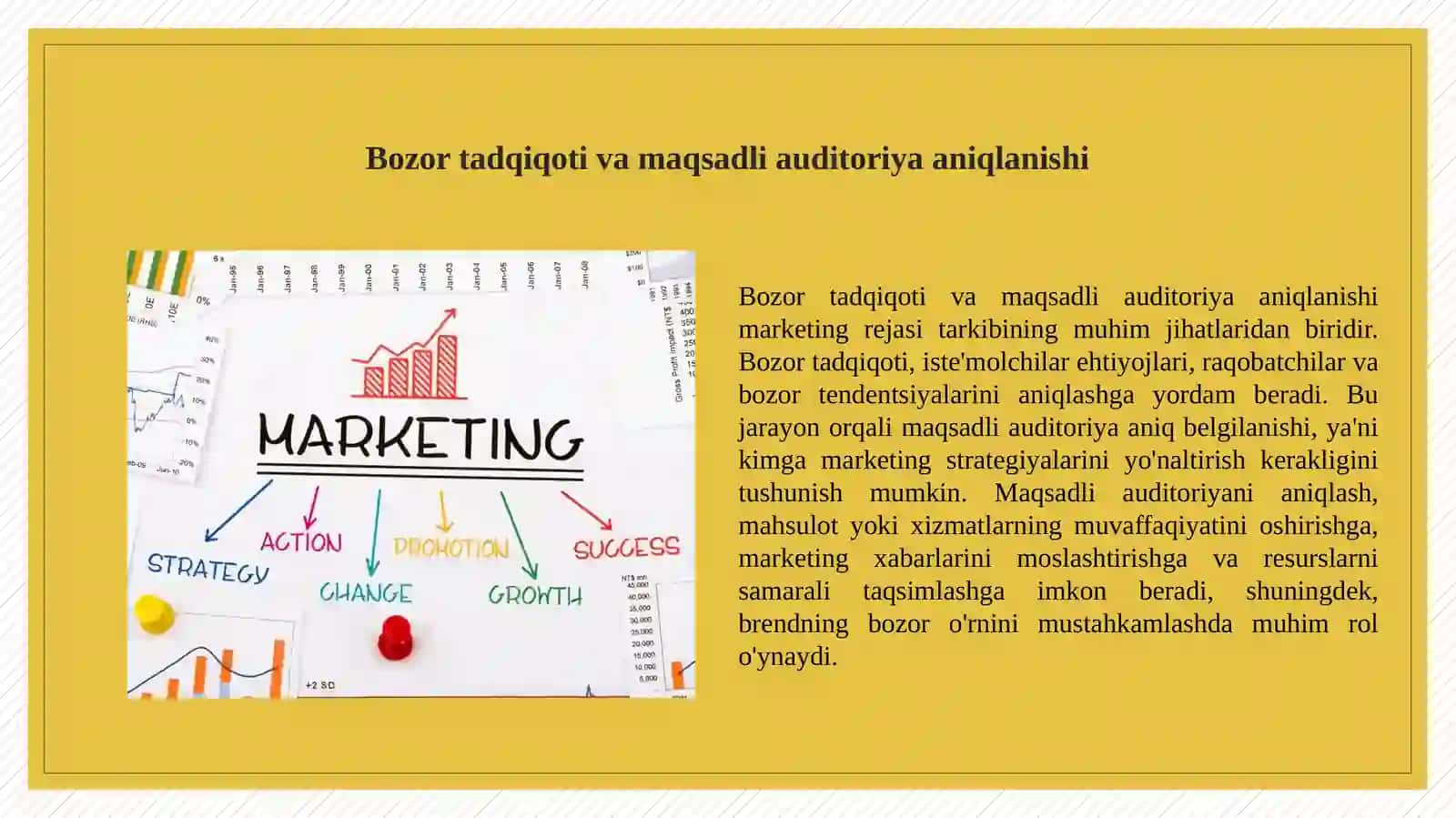 Marketing rejasi tarkibini izohlang. 2
