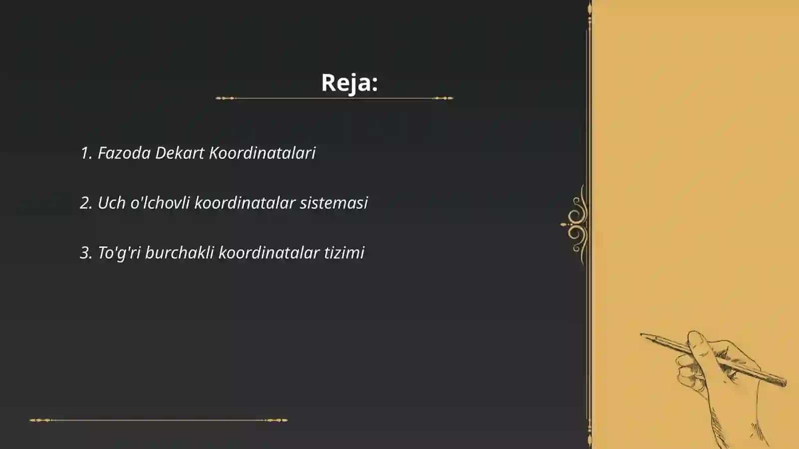 Fazoda Dekart Koordinatalari 2