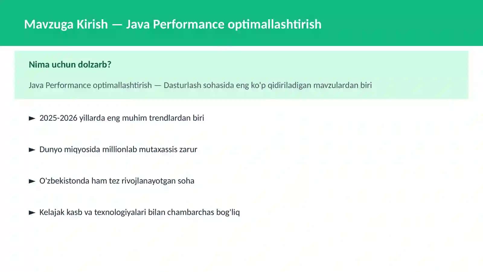 Java Performance optimallashtirish 2