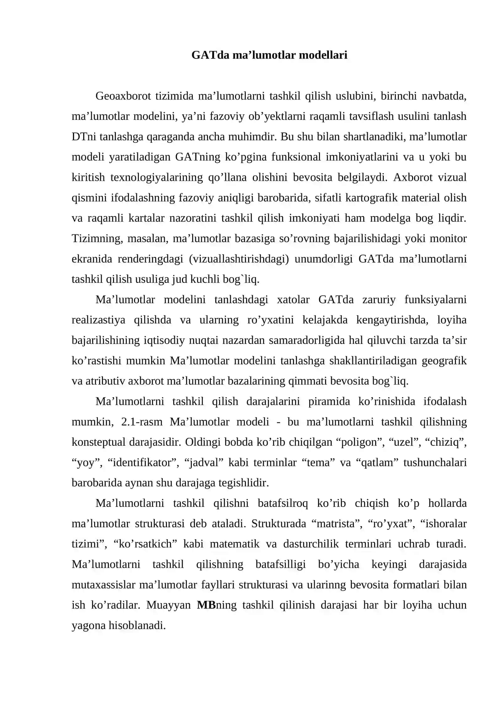 GATda ma’lumotlar modellari 2