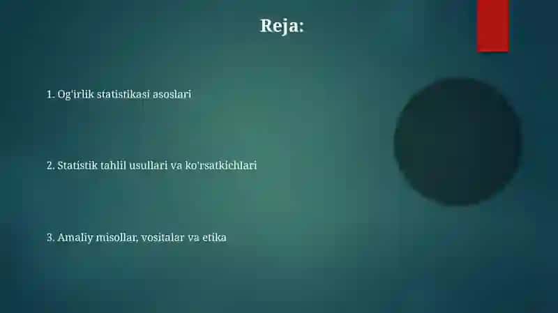 Og'irlik statistikasi 2