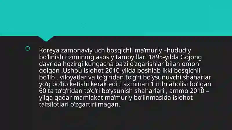 Koreya Respublikasining ma’muriy bo’limi 2