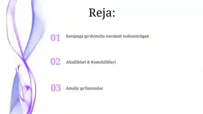 Amaldagi Xarajatga Qo'shilgan Narxlash 2