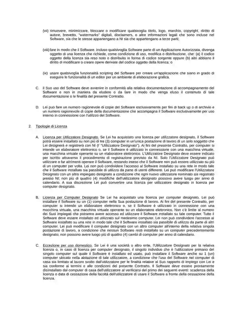 CONTRATTO DI LICENZA DI SOFTWARE NATIONAL INSTRUMENTS 2