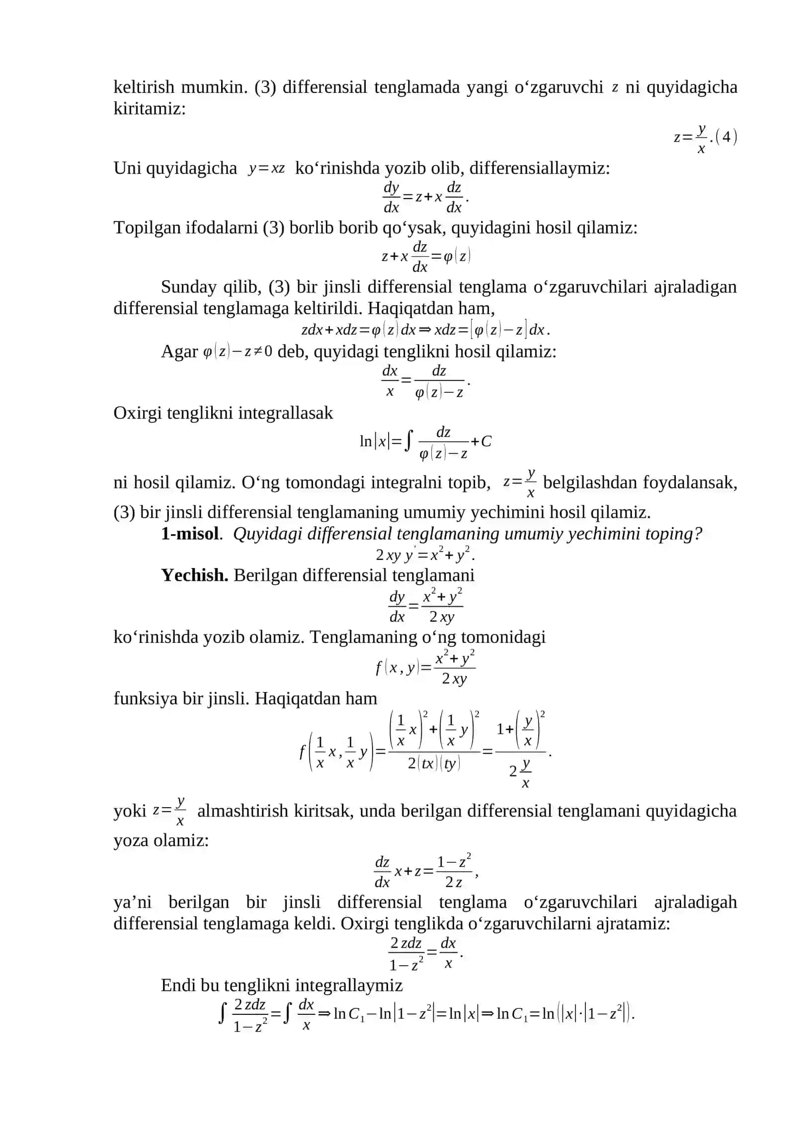 Birinchi tartibli differensial tenglamalar 2
