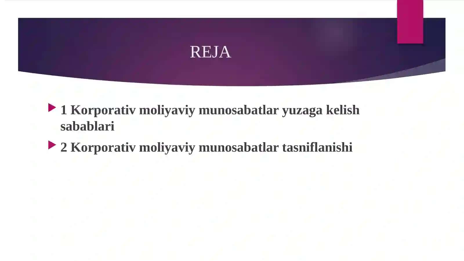 KORPORATIV MOLIYAVIY MUNOSABATLAR TIZIMI 2