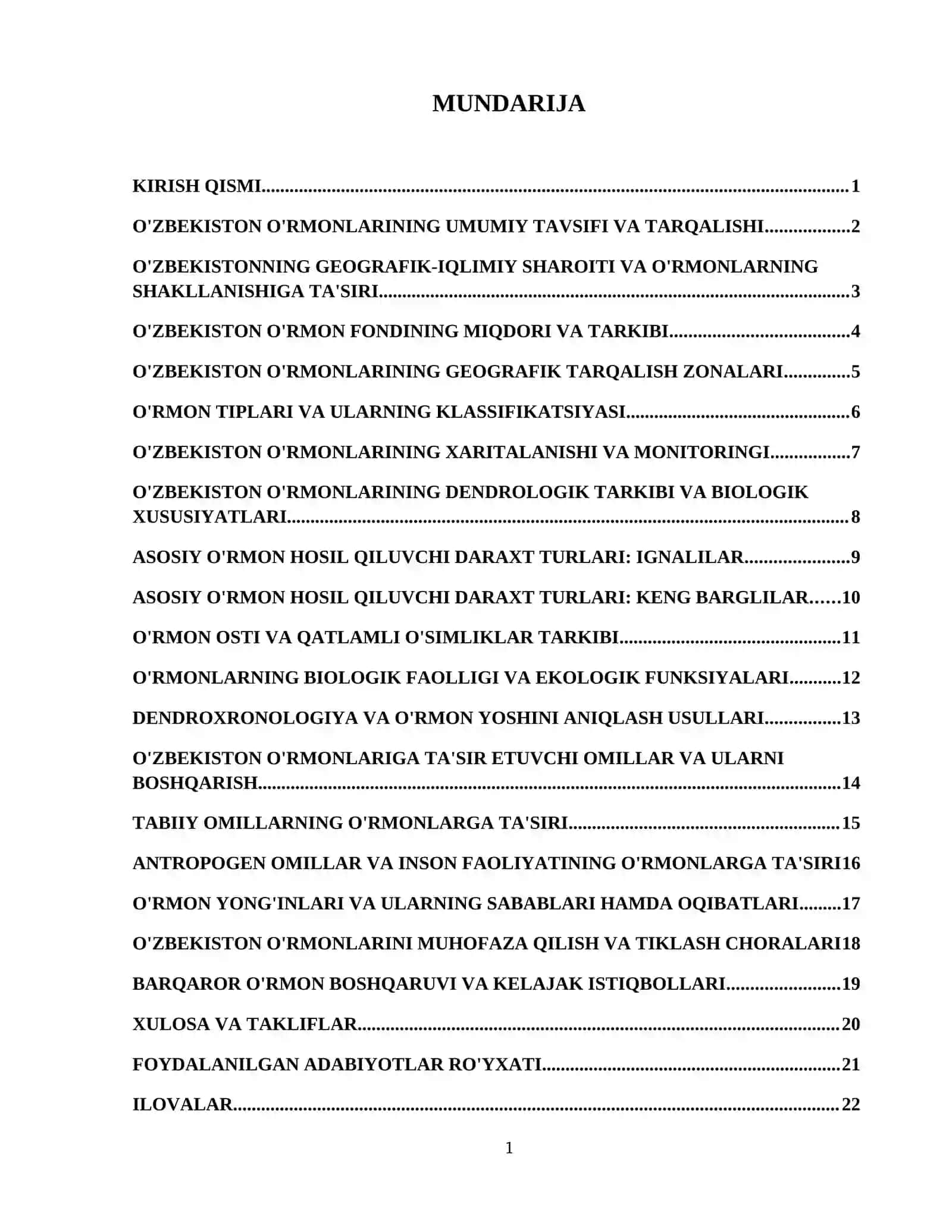 Oʻzbekiston oʻrmonlari tarqalishi va dendrologik tarkibi 2