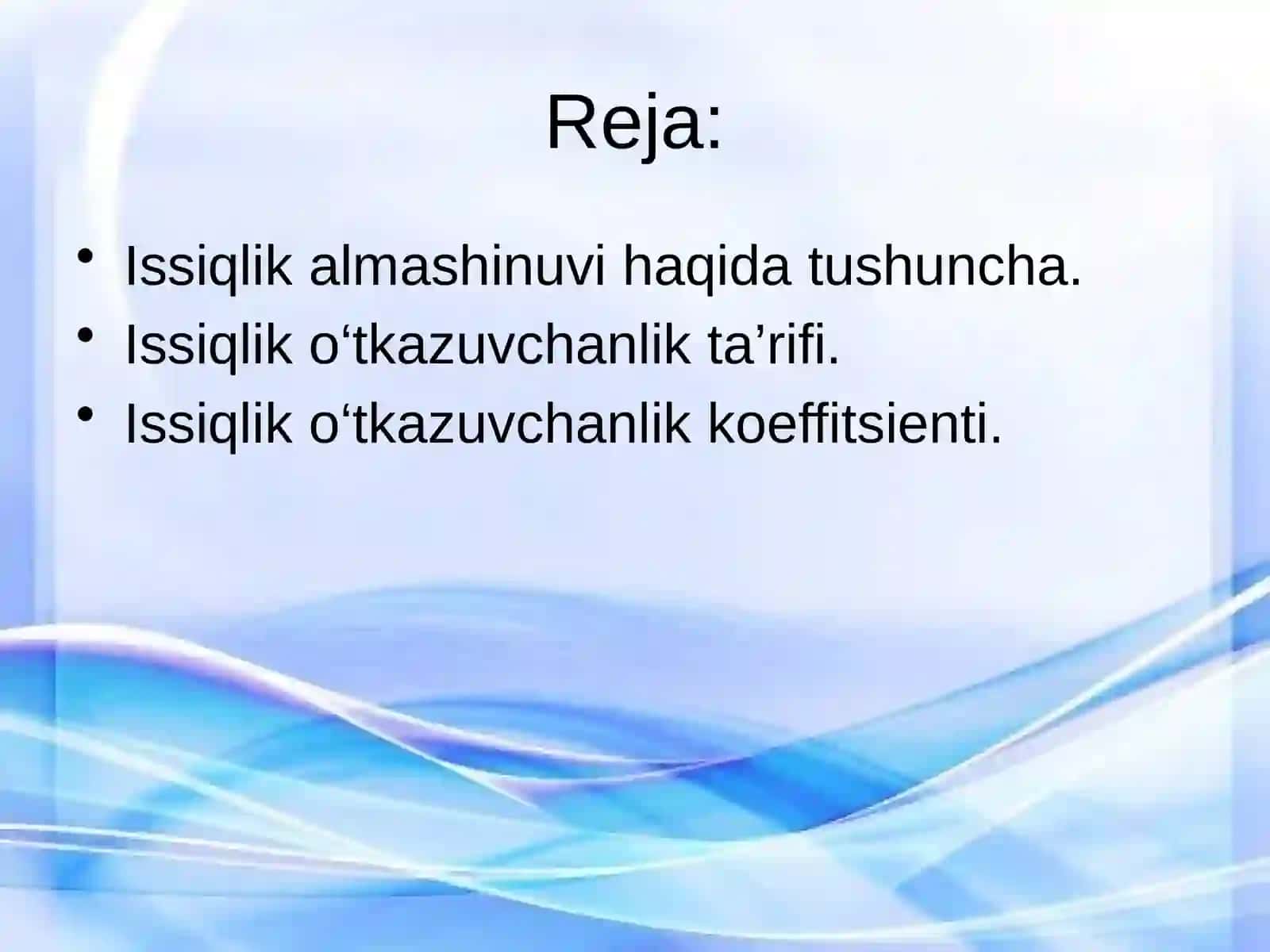 Issiqlik o‘tkazuvchanlik 2