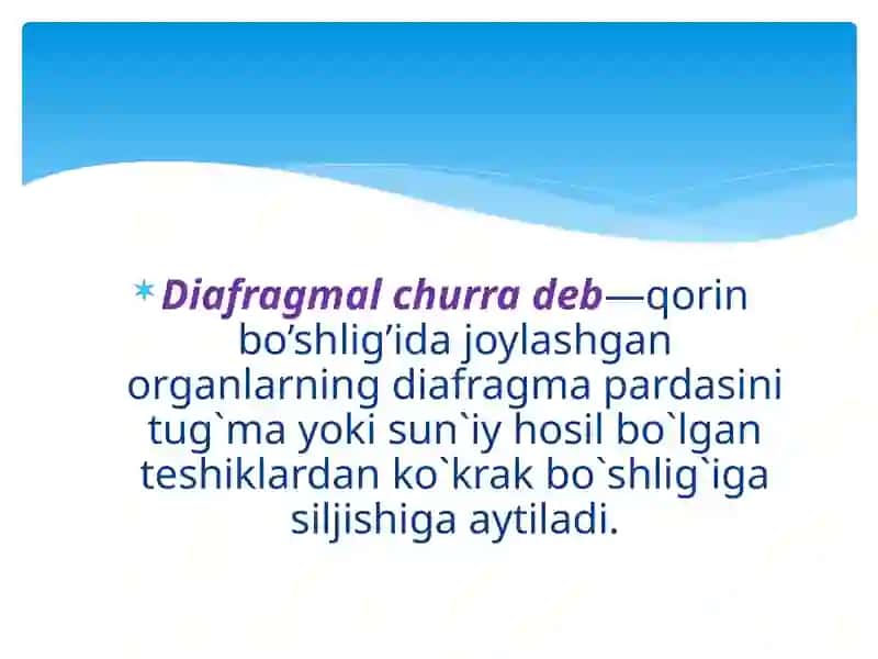 Diafragmal churralar. Etiologiya, patogenez, klinika, diagnostika 2