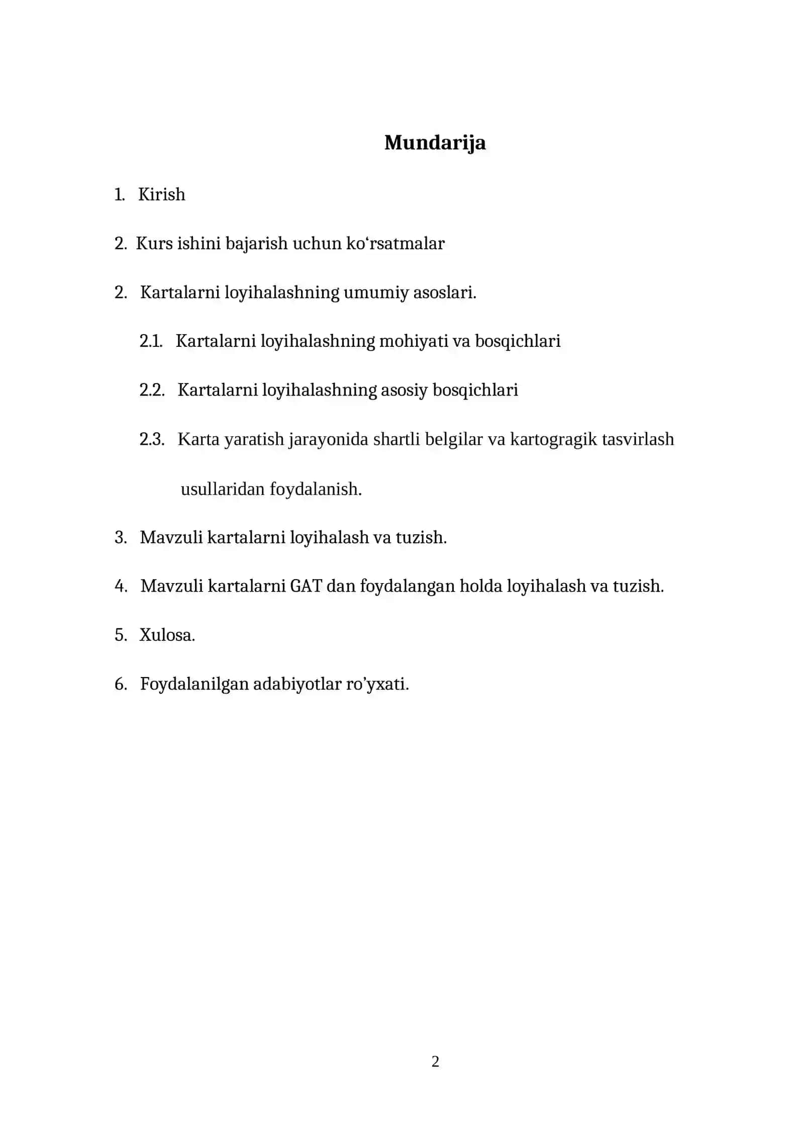 KARTALARNI LOYIHALASH VA TUZISH 2