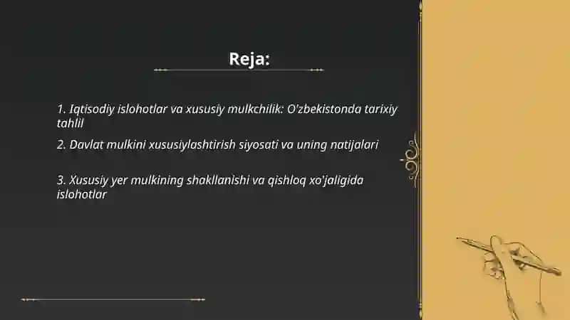 Iqtisodiy islohotlar husisiy mulkchilikning shakilanishi Ozbekistonda bozor 2