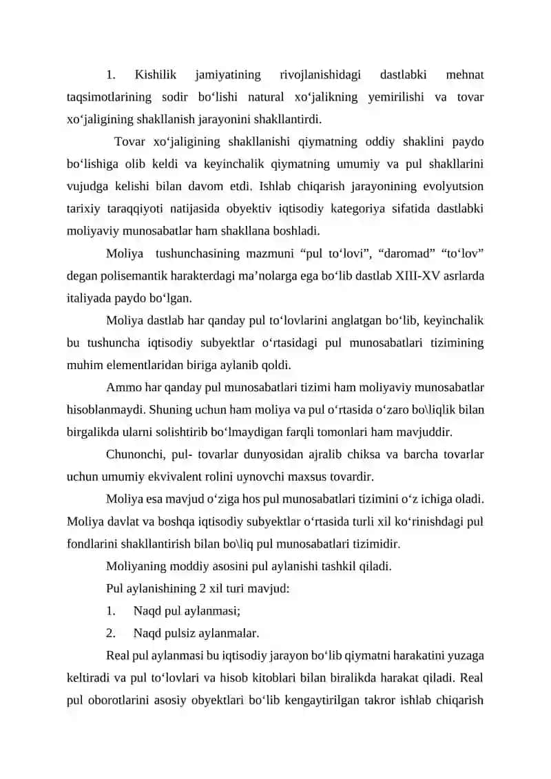 Moliya tizimi va uning asosiy bo'g'inlari 2