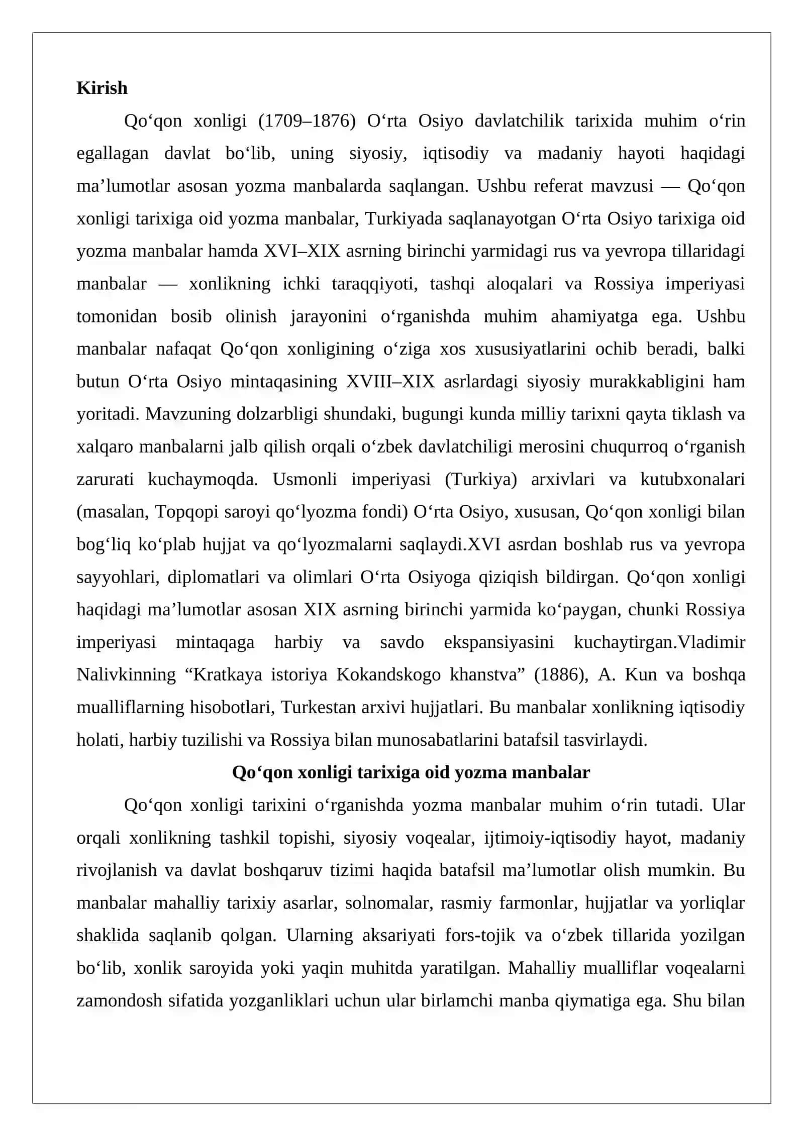 Qo‘qon xonligi tarixiga oid yozma manbalar 2