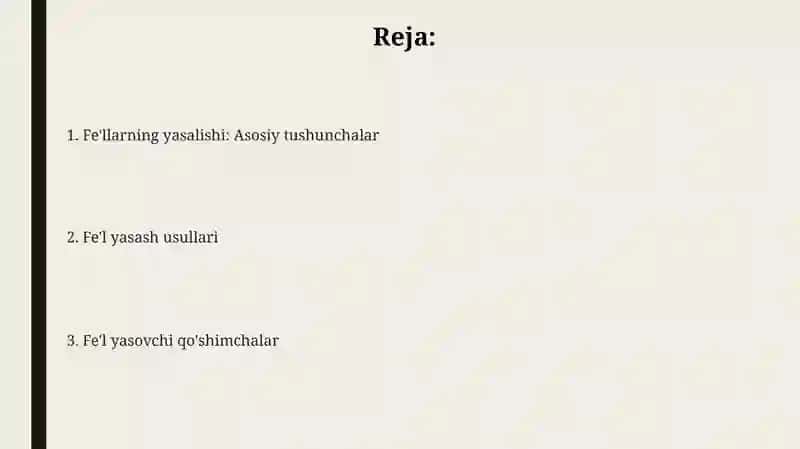 Fe’lning yasalishi 2