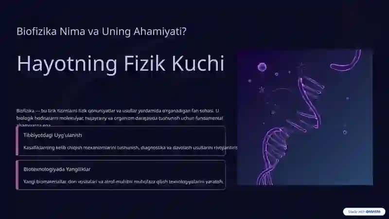 Biofizika: Muammolar, Yutuqlar va Istiqbollar 2