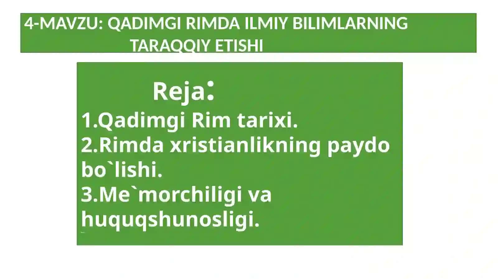 QADIMGI RIMDA ILMIY BILIMLARNING TARAQQIYETISHI 2