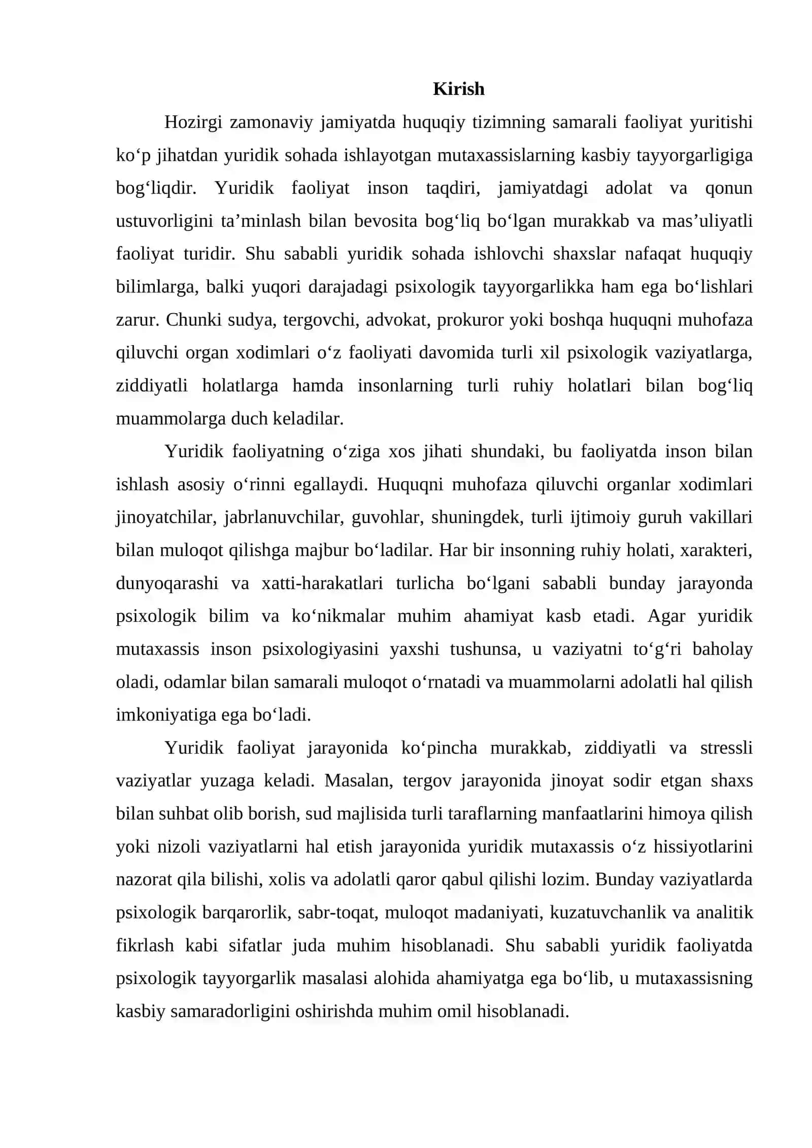 Yuridik faoliyatda psixologik tayyorgarlik 2