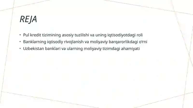 Pul kredit tizimi . Banklar va ularni iqtisodiyotdagi o'rni 2