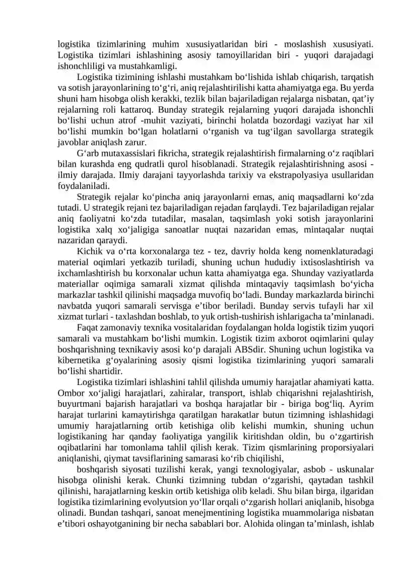 Logistikaning asosiy holati va tamoyillari 2