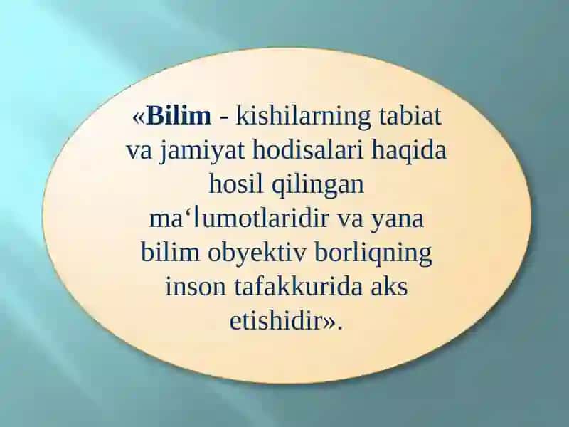 Bilim, ko'nikma va malakalar bilan qurollantirish 2