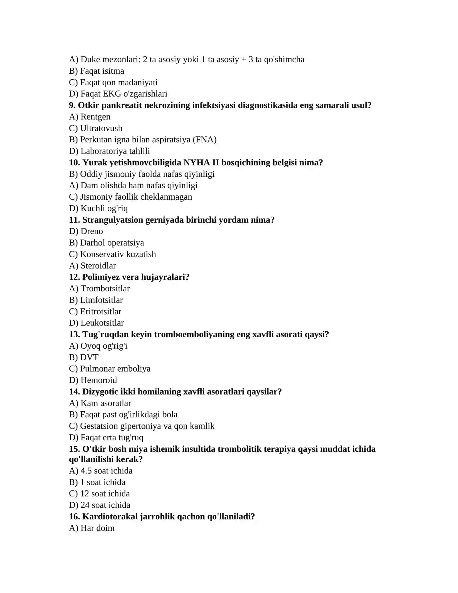 Qon tahlili testi 2