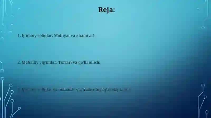Ijtimoiy soliqlar va mahalliy yigʻimlar 2