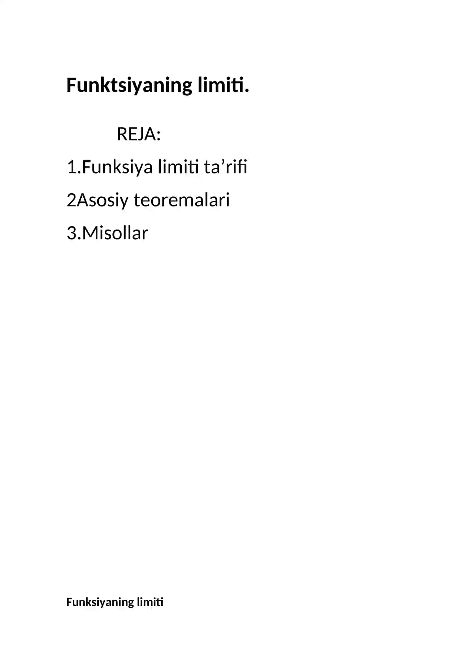 Matematik analiz. Funktsiyaning limiti 2