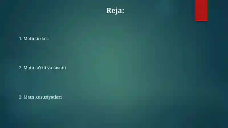 Matnning ta’rifi va tasnifi 2