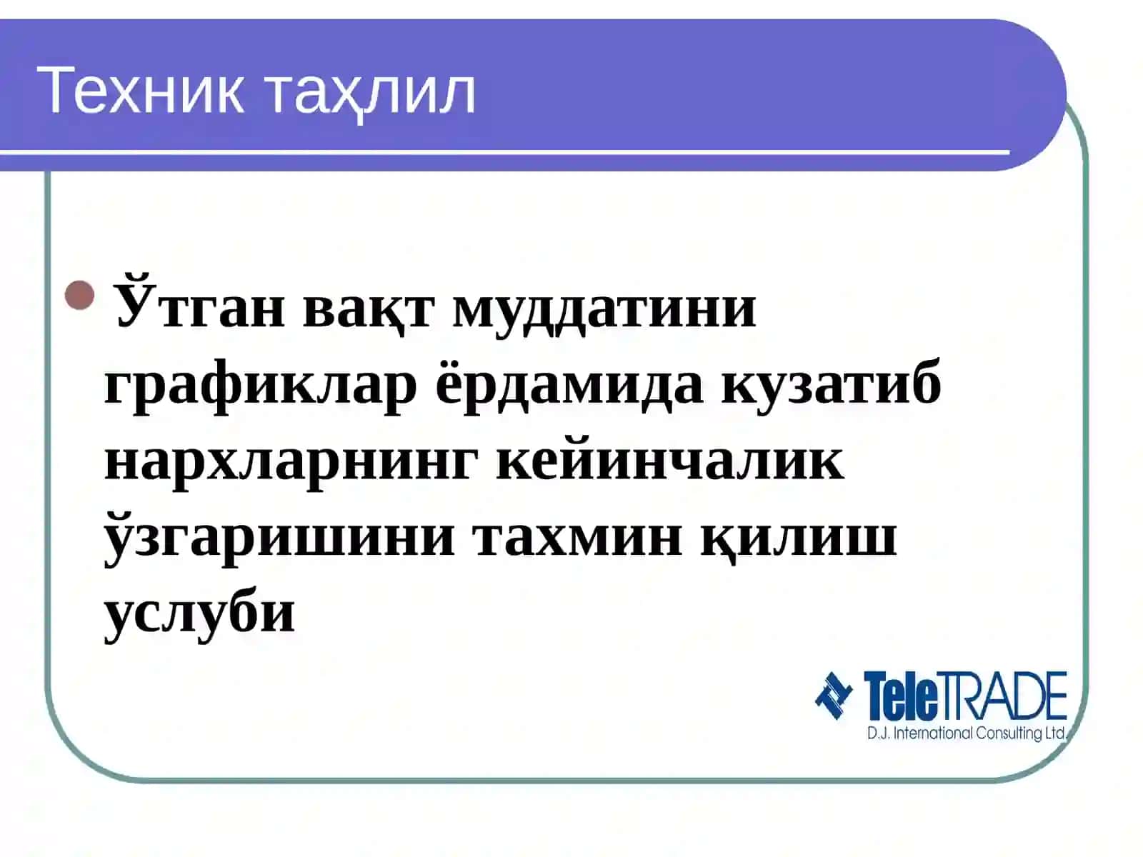 Молия бозорларининг техник таҳлили 2