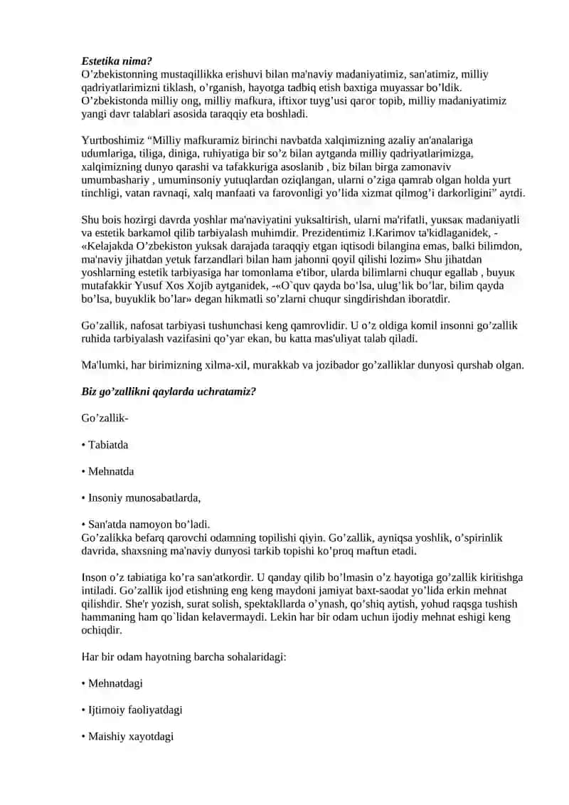 ESTETIKA FANI PREDMETI VA VAZIFALARI 2