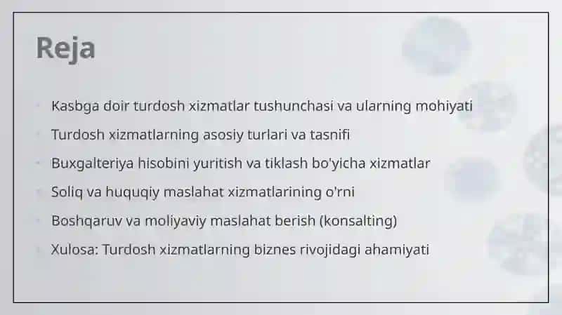 Kasbga doir turdosh xizmatlar 2