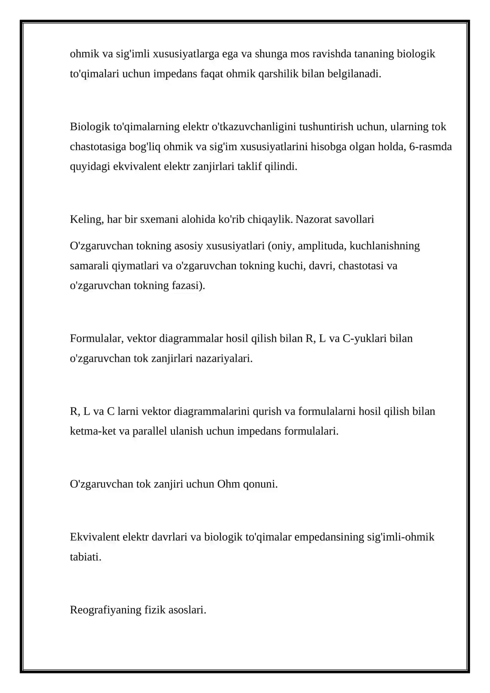 BIOFIZIKA FANIDAN TAYYORLAGAN MUSTAQIL ISHI 2