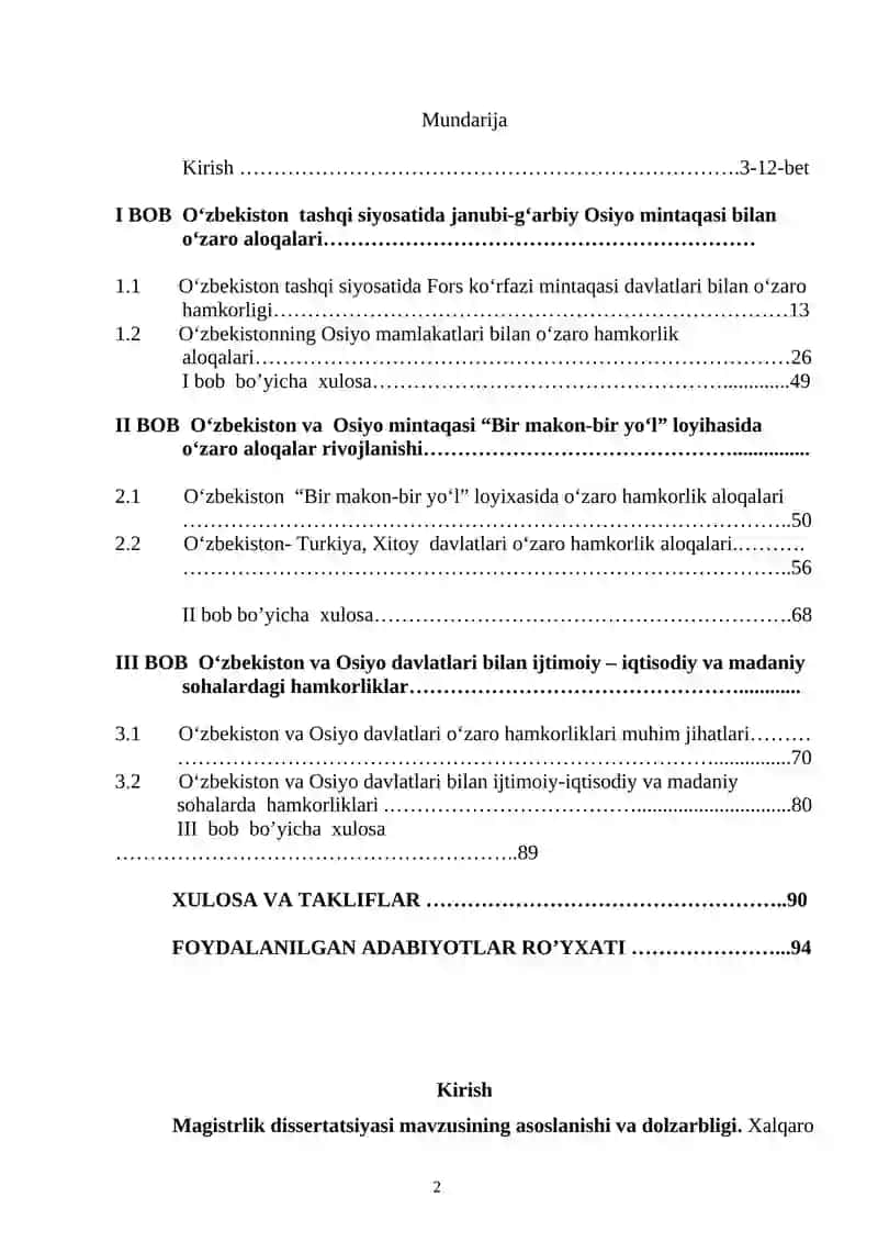 O‘ZBEKISTONNING JANUBI-G‘ARBIY OSIYO MAMLAKATLARI BILAN IQTISODIY-MADANIY ALOQALARI 2