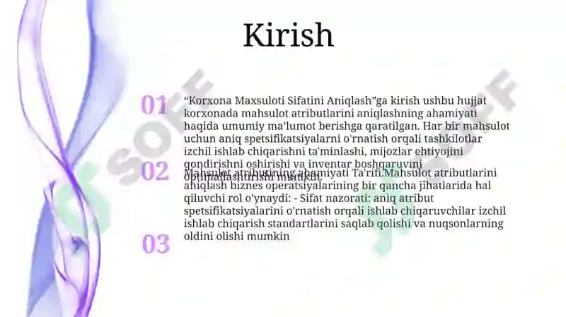Korxona Maxsuloti Sifatini Aniqlash 2