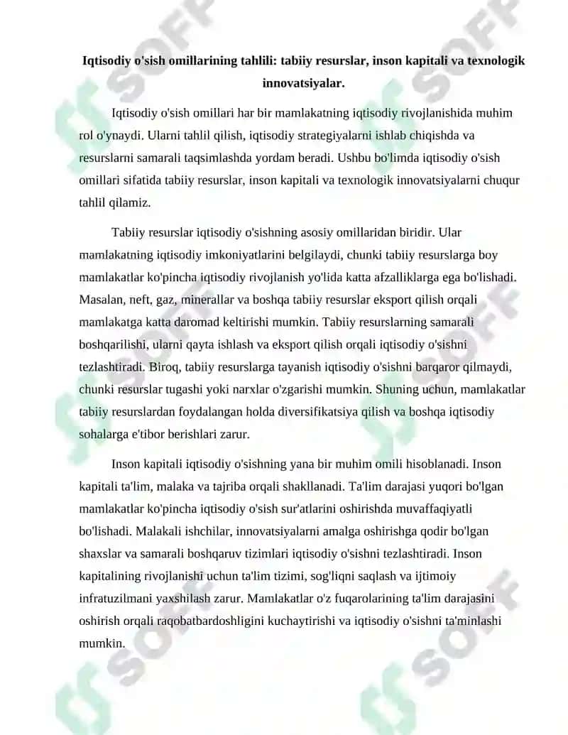 Iqtisodiy o'sish omillari va tiplari 2