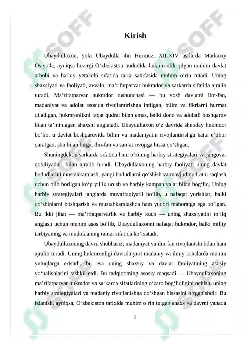 Ubaydullaxon maʼrifatparvar hukmdor va sarkarda 2