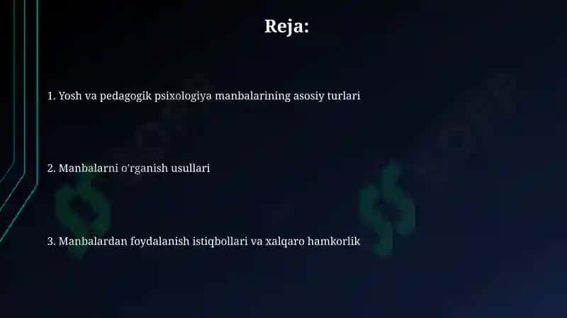 Yosh va pedagogik psixalogiya faniningi manbalar bilan tanishish 2