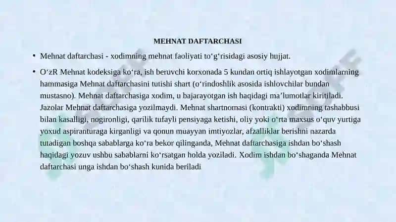 Mehnat daftarchasi 2