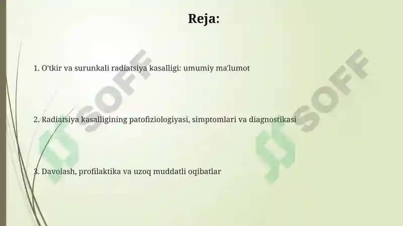 O'tkir va surunkali radiatsiya kasalligi 2