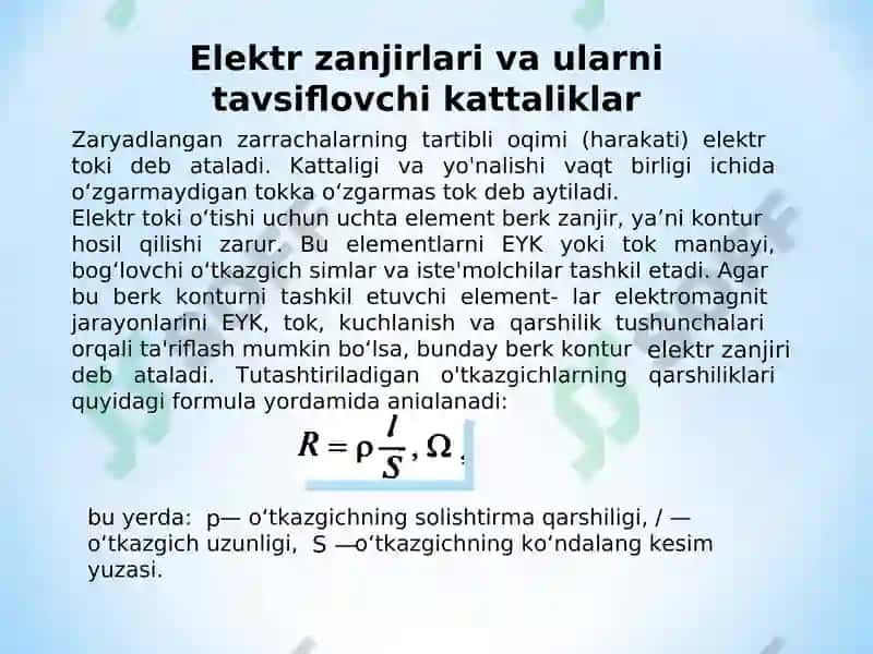 0‘ZGARMAS TOK ELEKTR ZANJIRLARI 2