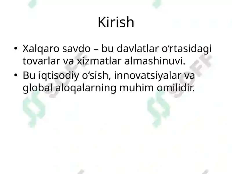 Xalqaro Savdo va Iqtisodiyot 2