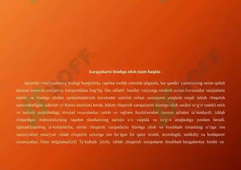 Xarajatlarni hisobga olishtirish tizimi 2