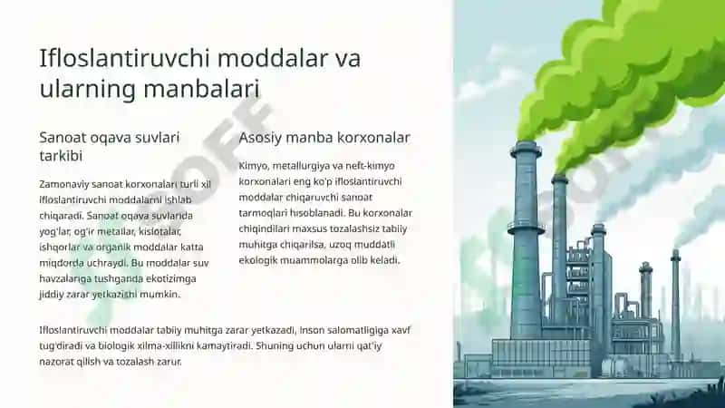 Ifloslantiruvchi moddalar va ularning manbalari 2