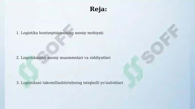 Logistikaning konseptual masalalari 2