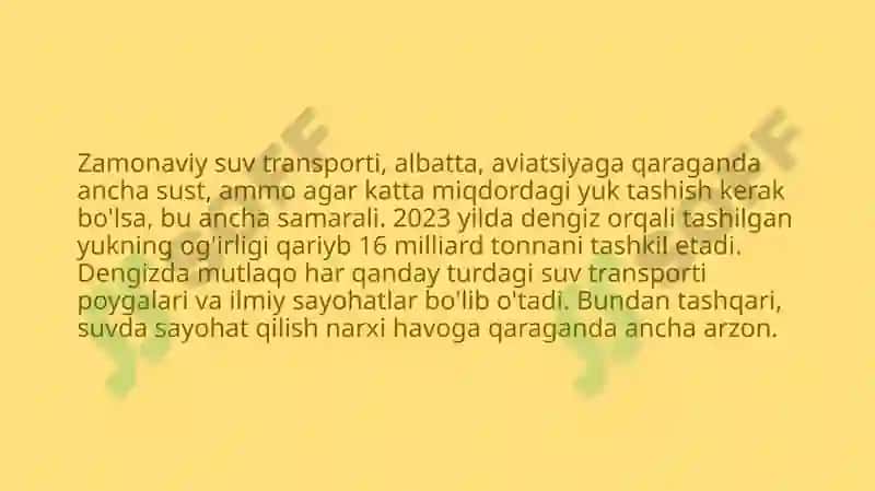 Turistlarga suv transportida xizmat kórsatish 2
