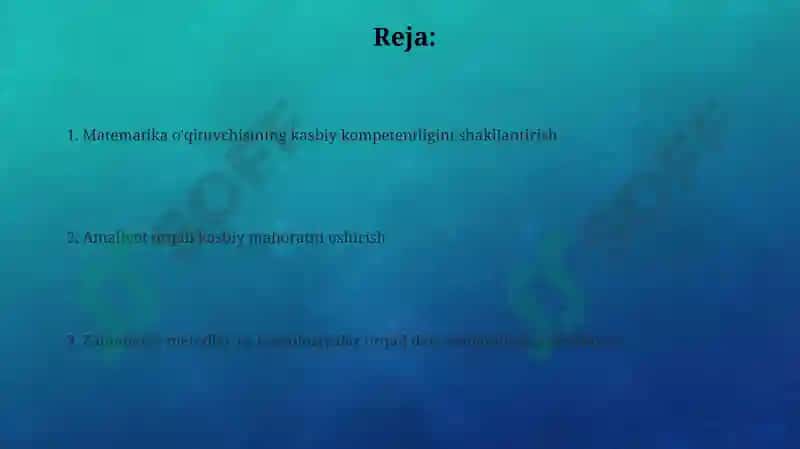 Matematika o'qituvchisining kasbiy va amaliy tayyorgarligi 2
