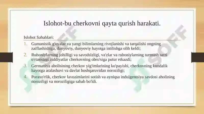 Islohot-bu cherkovni qayta qurish harakati 2