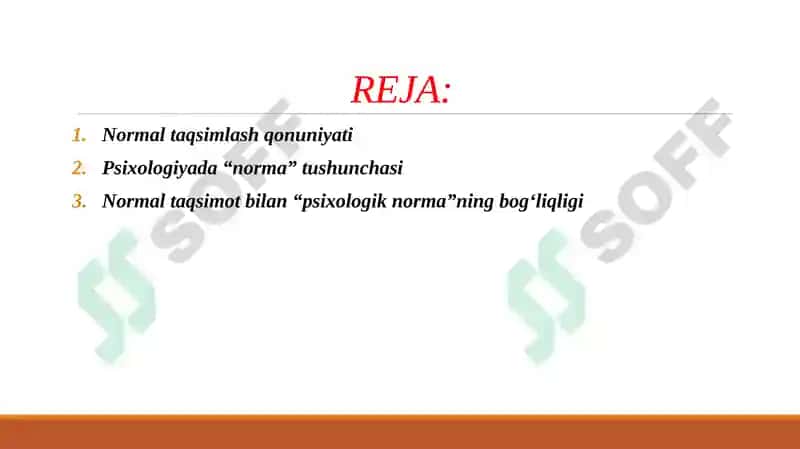 Normal taqsimlash qonuniyati. Psixologiyada norma tushunchasi 2