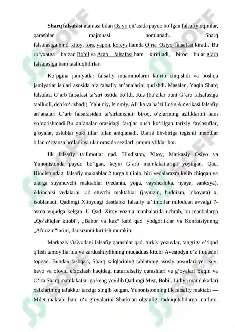 Ilk O'rta asr sharq falsafasi va uyg'onish davri mustaqil ish 2