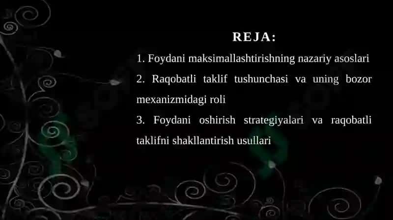Foydani maksimallashtirish va raqobatli taklif 2